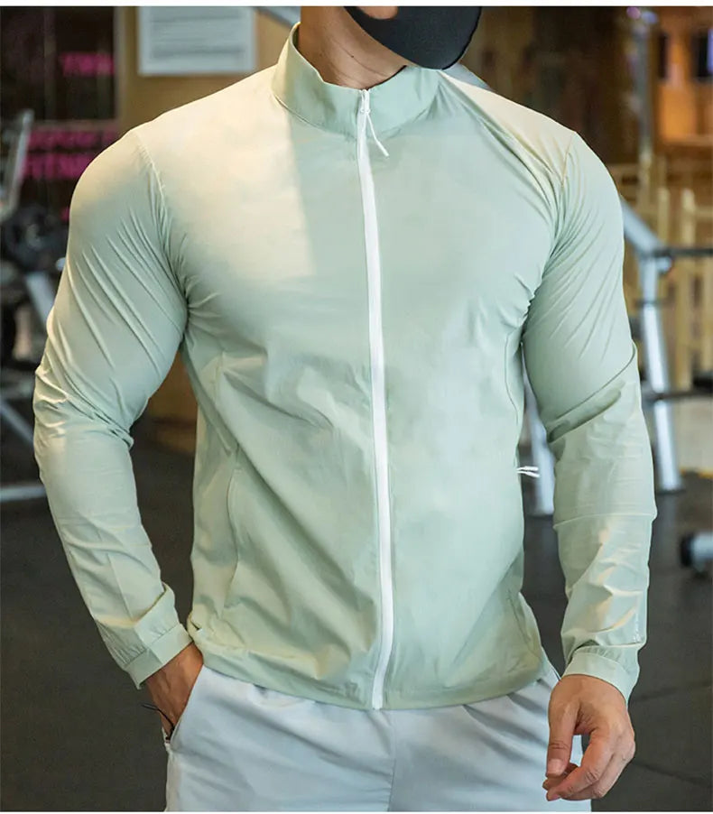 Men's Running Training Elastic Coat Outerwear Gym Tights Jacket Outdoor Cycling Sweatshirt Dry Fit Breathable Compression Tops