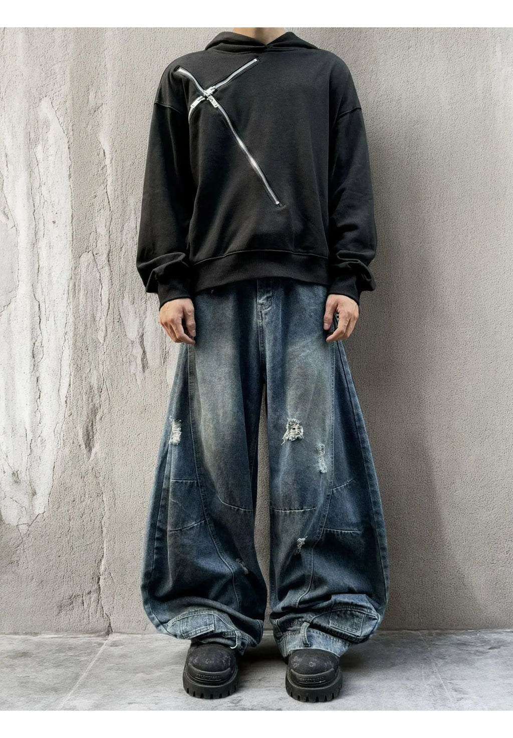 Autumn New Men's 98% Cotton Jeans American Y2k Streetwear Hole Patchwork Design Denim Pants Youth Straight Baggy Stretch Jeans