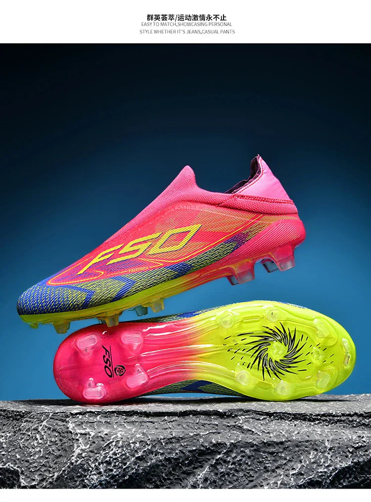 New Men Soccer Shoes Training TF/FG Outdoor Sport Football Boots Adult Long Spikes Non Slip Cleats Breathable Match Comfortable