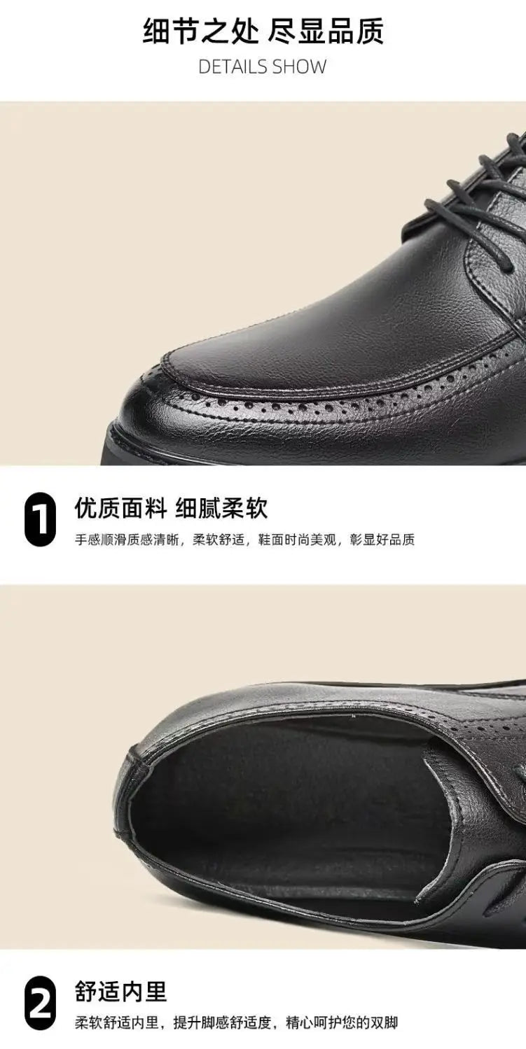 New Lace Designer Black Dress Shoes for Men Spring Autumn Fashion Business Casual Shoes Male Soft Sole Retro Leather Shoe Man