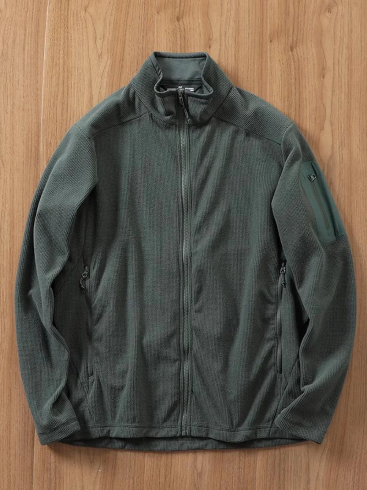 Outdoor Lightweight Fleece Sweatshirt Jacket Men's Zipper Closure Stand Collar Technical Fabric Comfortable Youth Fashion