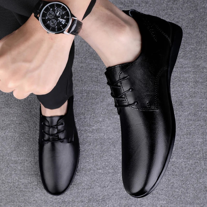 Fashion Simple Mens Oxford Shoes Breathable Male Business Footwear Handmade Formal Dress Shoes Genuine Leather Men Casual Shoes