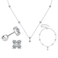 Moissanite Necklace Bracelet Earring 925 Sterling Silver Four Leaf Flower Pendant Moissanites Jewelry Set For Wedding Gift