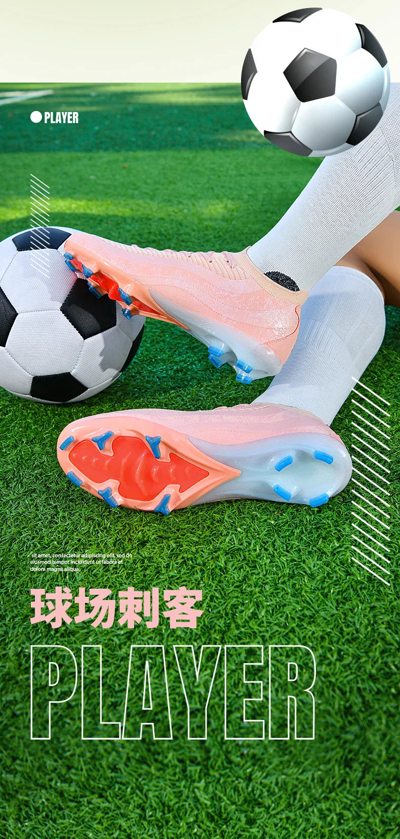 New Men's Soccer Shoes Professional Football Boots Non-Slip Cleats FG/TF Grass Outdoor Training Athletic Sneakers