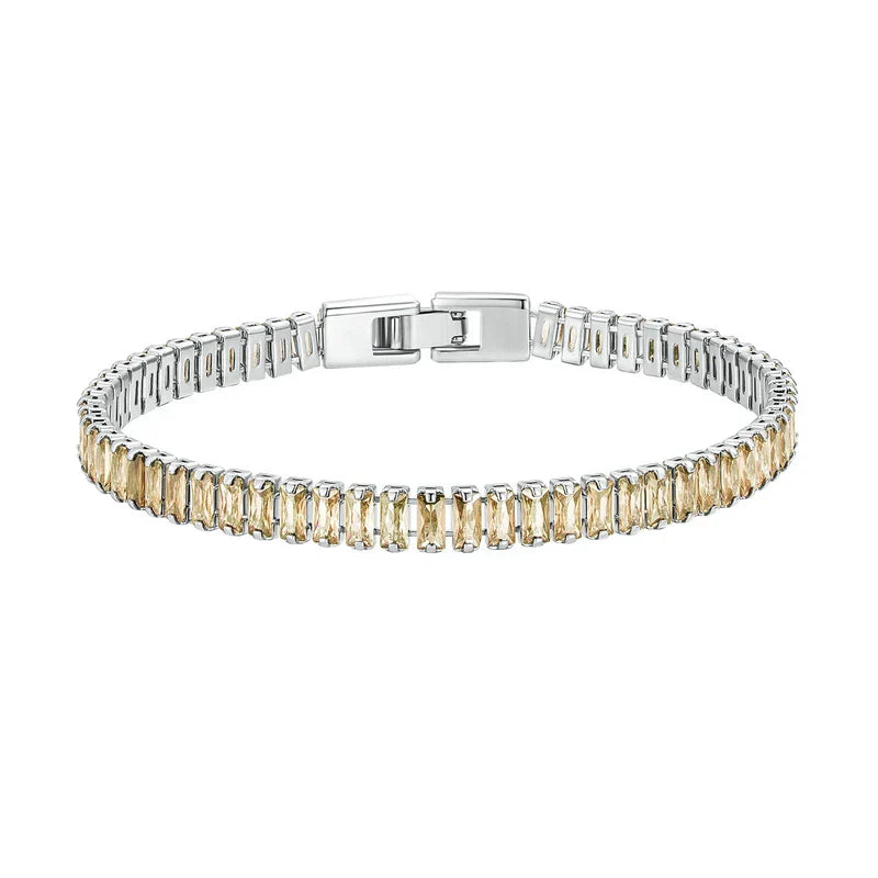Authentic Shining Square Zircon Bracelet Plated Platinum for Women Gift Exquisite Fashion Jewelry YIB055