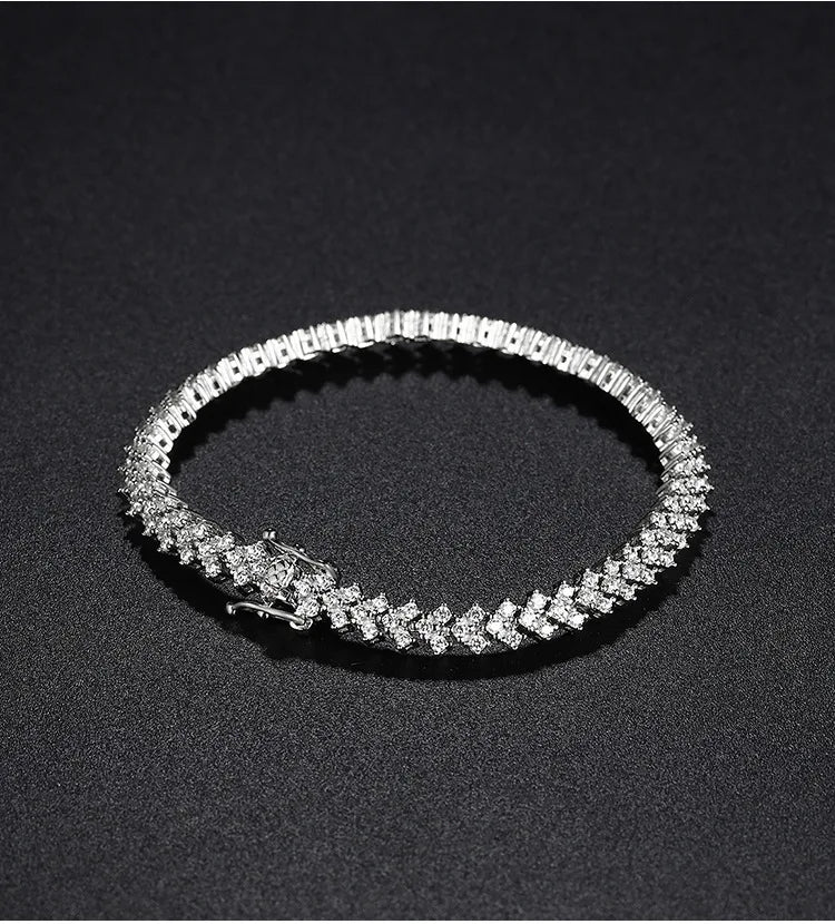 Rhombus Shape Full 1.2mm D Color Moissanite Tennis Bracelet For Women 925 Silver Plated 18k Diamond Link Chain Bracelets