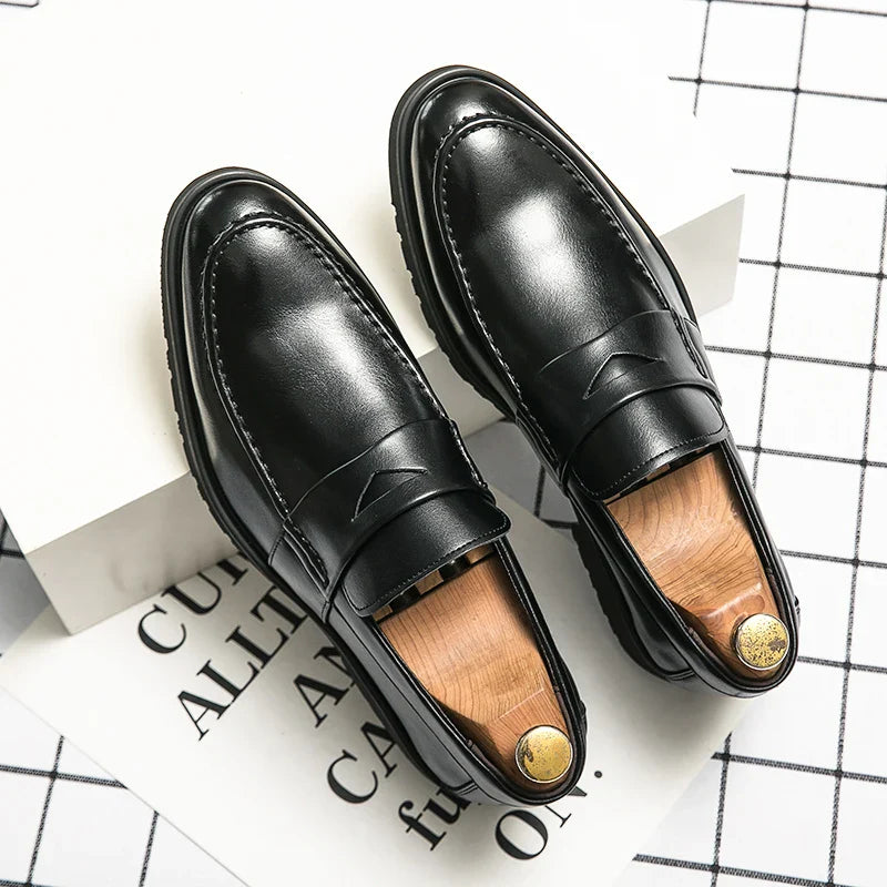 Mens Casual Leather Breathable Business Designer Brand Office Loafers Formal Classic Smile Footwear Dress Shoes for Men Flats 48