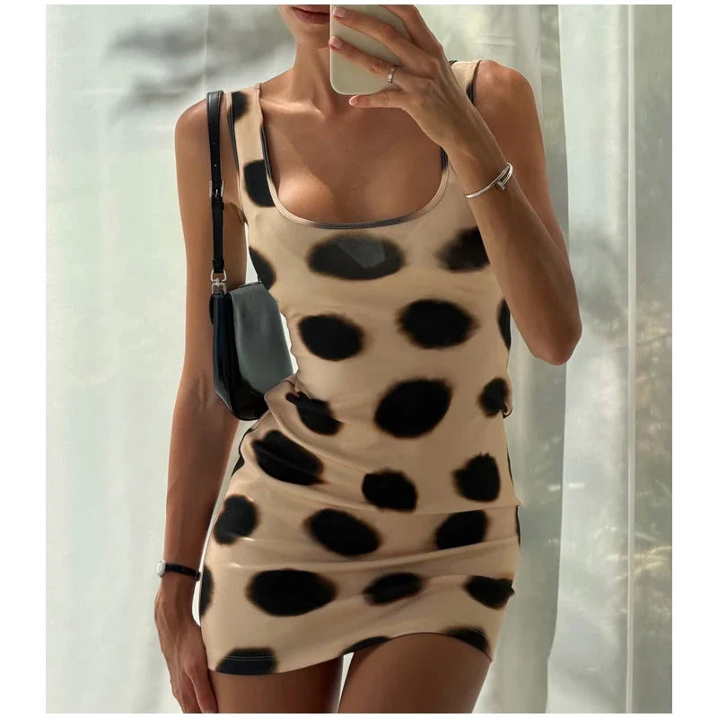 Print V-neck Lace Up Casual Dress Women Chic Thin Mesh Polka Dot Flared Sleeves Patchwork Slim Fit Dresses Lady Daily Vestidos