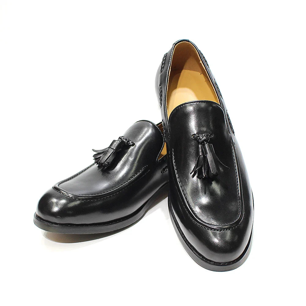 Italian Style Men's Loafers Tassel Genuine Cow Leather Comfortable Slip on Wedding Party Office Dress Shoes for Men Casual Shoes