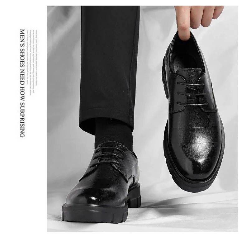 8-10cm Height Increasing Shoes for Men Platform Breathable Lift Casual Inside High Shoes Business Dress Elevator Leather Shoes