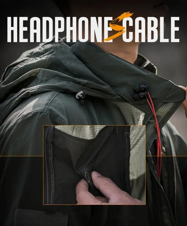 Summer Lightweight Tactical Jacket Men's Windbreaker Thin Skin Hooded Raincoat Quick Dry Breathable Waterproof Jacket