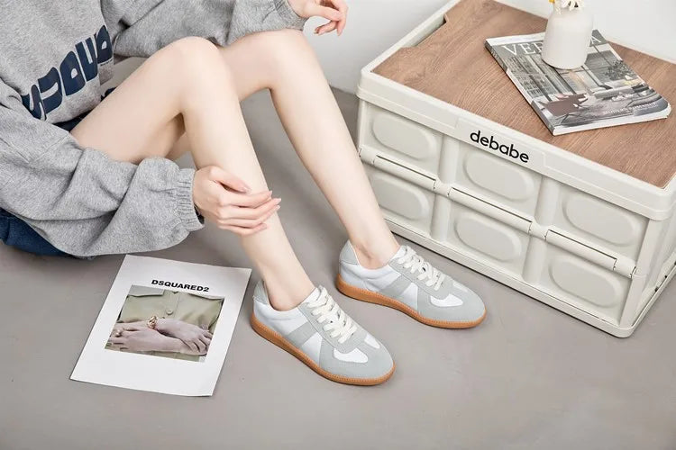 Women's Sneakers 2026 New Genuine Leather Ladies Moral Training Shoes Casual Spring Flat Shoes Women