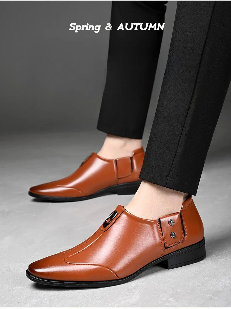 Patent Leather Casual Business Shoes for Men Solid Color Fashion Leather Shoes Male Spring Autumn New Designer Brogue Shoe Man