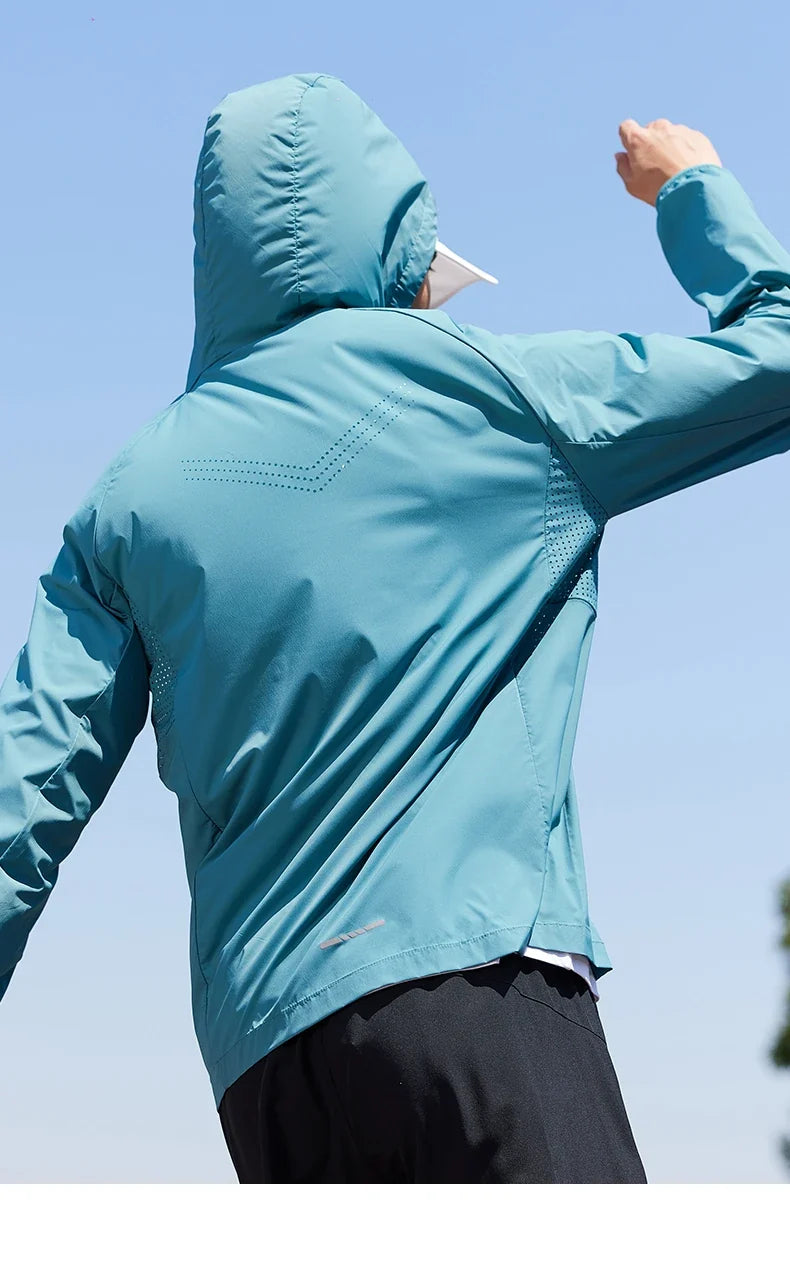 running sunscreen clothing men summer breathable hooded thin jacket UV UPF50 skin coat pair