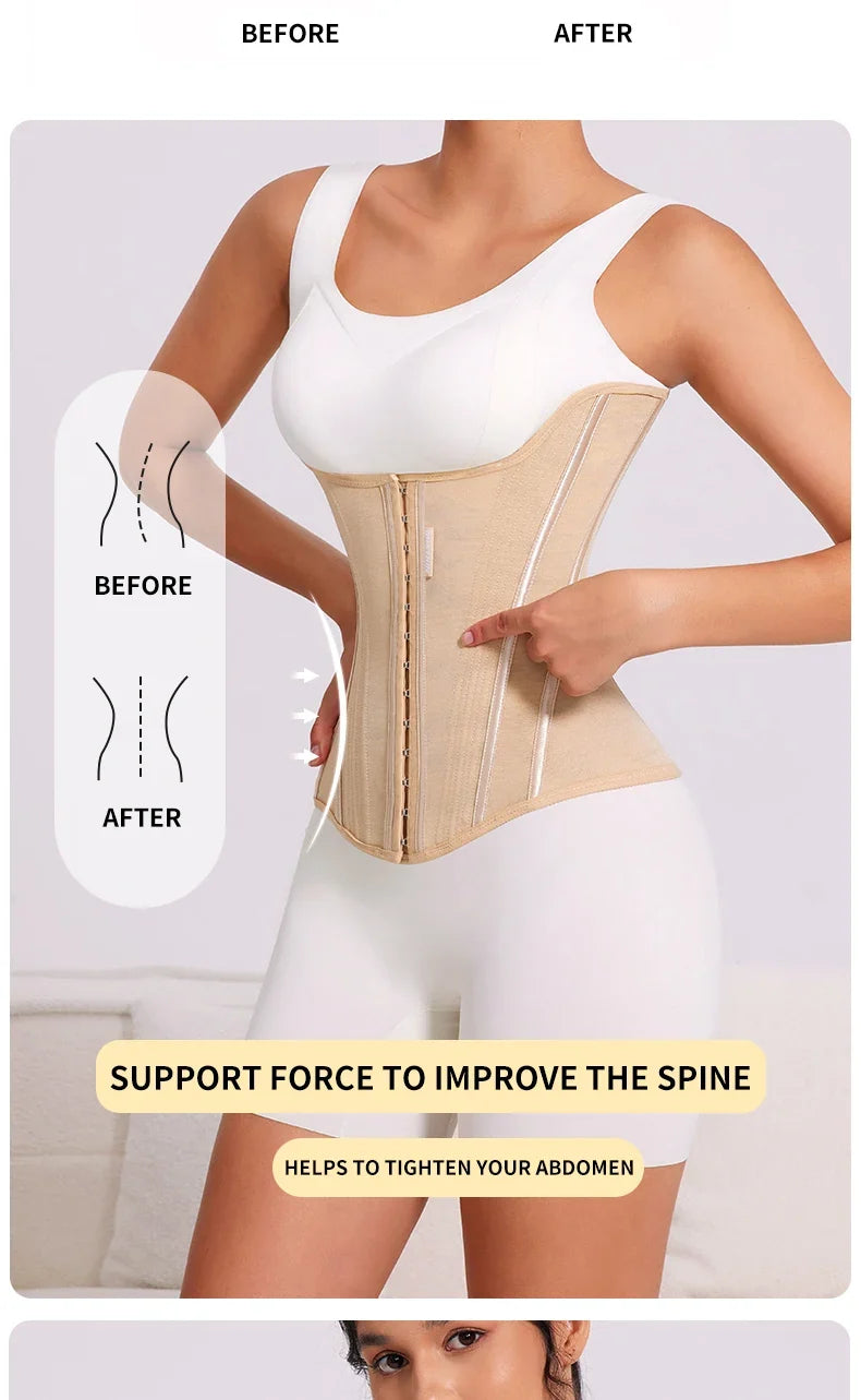 MiiOW U-shaped Waist Trainer Corset Workout Body Shaper Breast Lifted Waist Trainer Soft Steel Bone Slimming Women's Shapewear