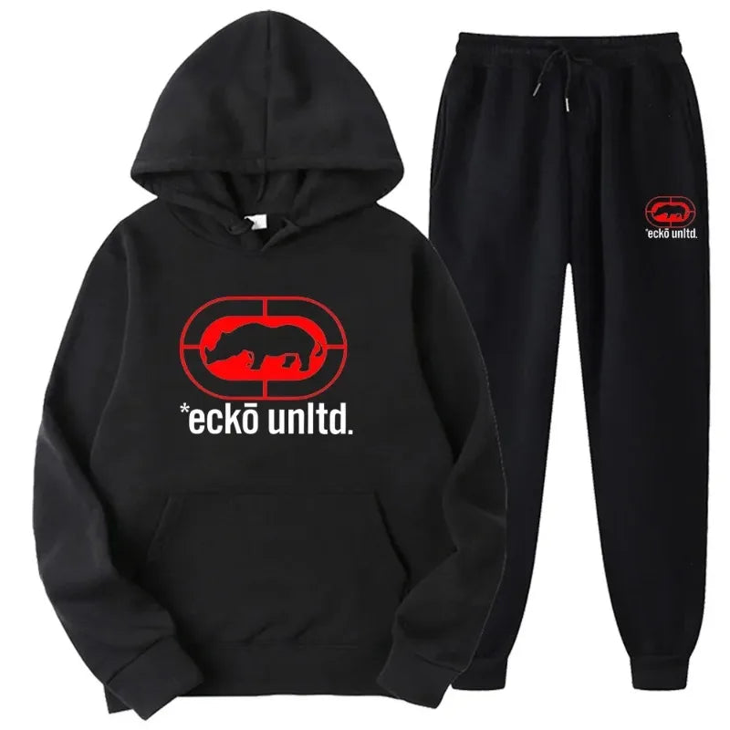 طقم سويت شيرت Ecko Unltd. Rhino بشعار - هودي وبنطلون رياضي مكون من قطعتين - أزياء الشارع الحضرية وملابس رياضية كاجوال