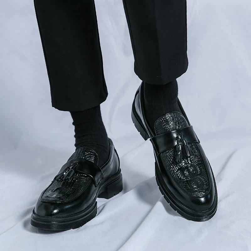 Men's Shoes Leather Men Fashion Spring Tassel Loafers Hot Sale Handmade Business Shoes Luxury Brand Lace-Up Men's Groom Footwear