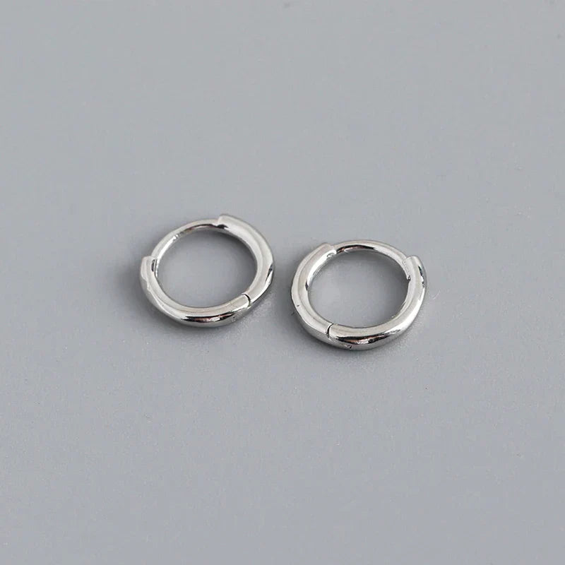 925 Sterling Silver Minimalist Glossy Circle Hoop Earrings for Women Fashion Simple Ear Bone Piercing Jewelry Accessories