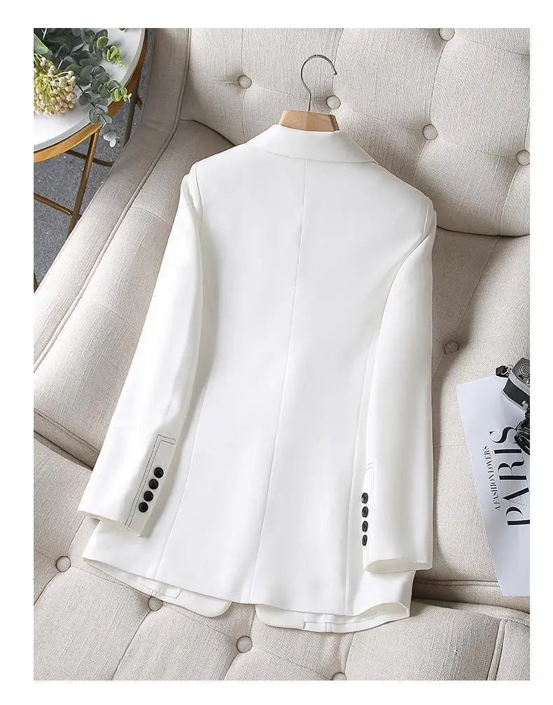 Black Blazers Women's Professional Suit Western-style OL Suits Top Exposed Line Decoration Temperament Slim Fit Line Jacket