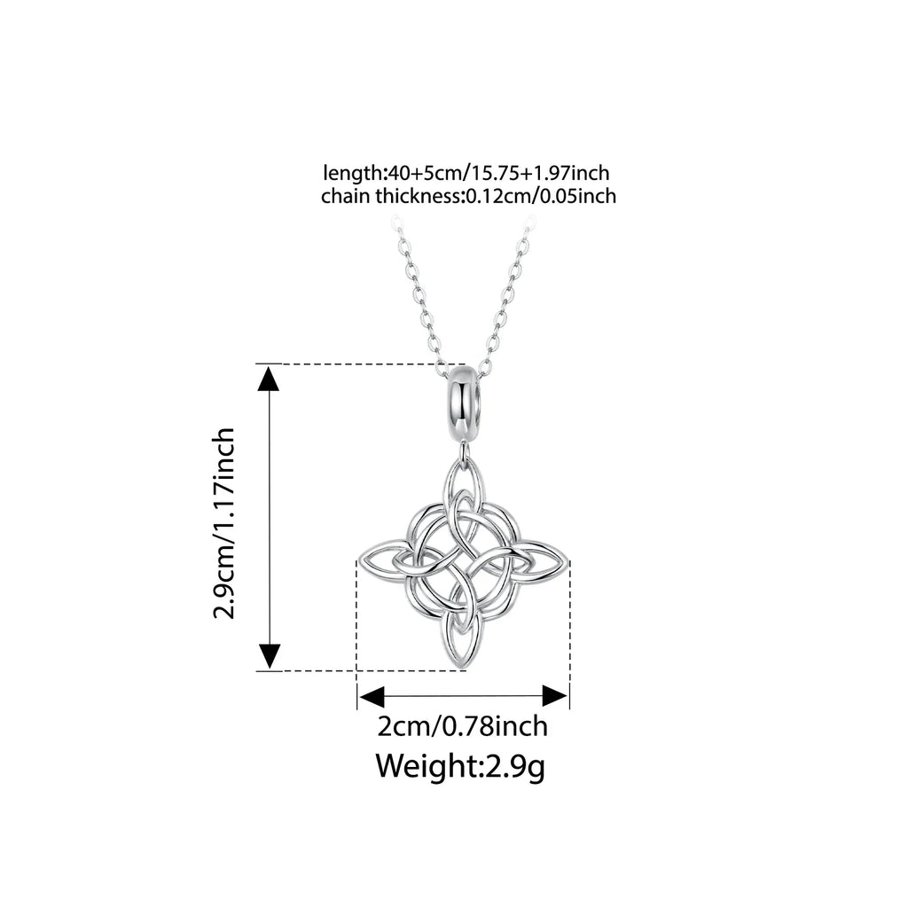 925 Sterling Silver Celtic Knot Pendant Necklace Interlocking Loops O-Chain Link Chain Original for Women Daily Love Gift