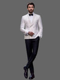 Handsome White Suit For Men Wedding Elegant Double Breasted Suits Formal Groom Suit Set Classic Jacket Vest Pants Wedding Suits