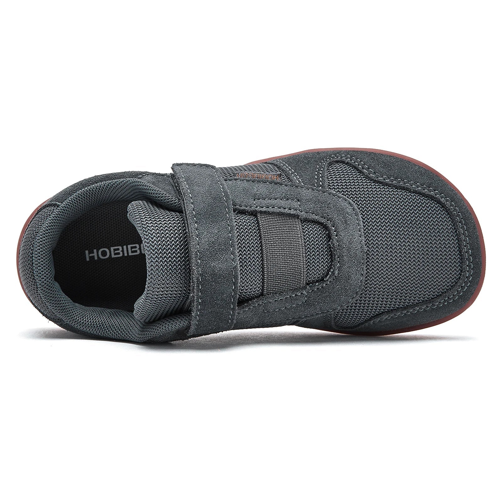 Kids Wide Toe Barefoot Shoes Little/Big/Kid Hook Loop Minimalist Sneakers Artificial Leather Mesh Lightweight Shoes