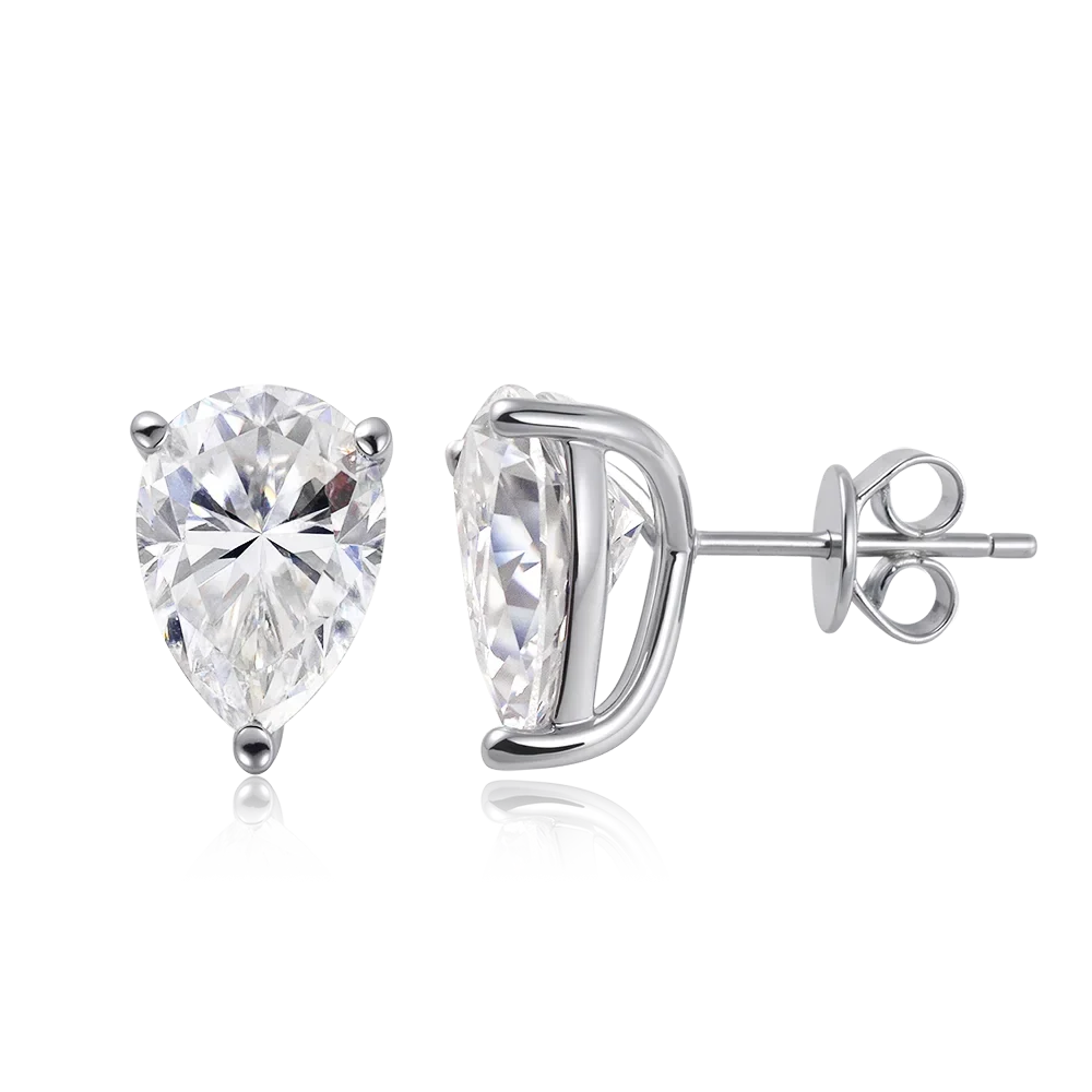 0.5-4Carat Pear Cut Moissanite Stud Earrings 100% S925 Silver Waterdrop Lab Diamomd Ear Studs for Women Fine Jewelry Gift