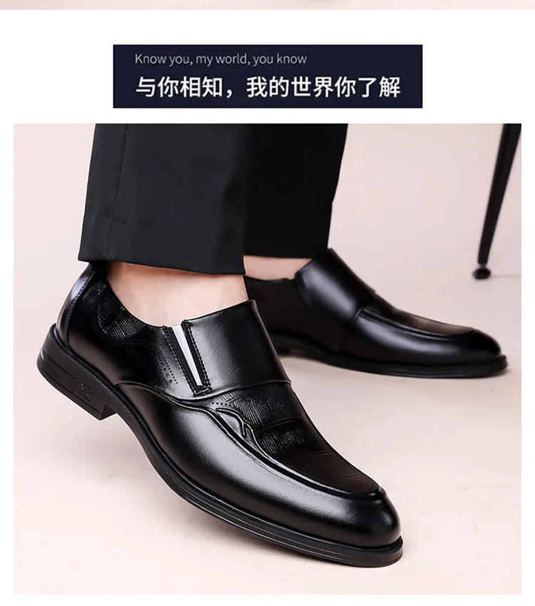 Spring Autumn New Leather Shoes for Men Solid Color Business Casual Shoes Male Fashion British Style Dress Shoe Man