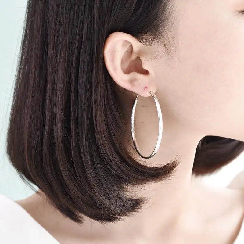Fashion S925 Earrings 3-7CM Diameter Big Hoop Earrings For Women  Platinum Plated Ear Rings Cерьги Kольца