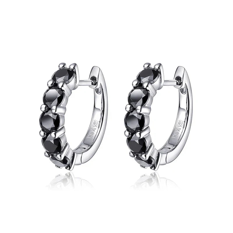 2CTTW Black Moissanite Hoop Earrings for Women Sparkling Party Simulated Diamond Earring 100% 925 Sterling Silver Jewelry