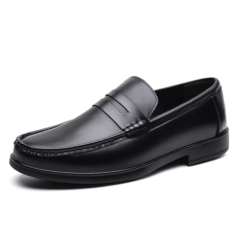 2026 Summer Mens Leather Loafers Slip on Casual Shoes Breathable Moccasins Comfortable Walking Office Flats Male Walking Shoes