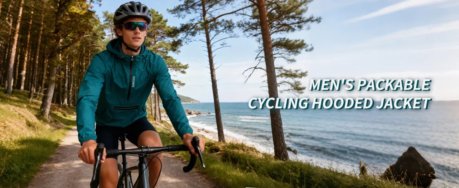 Men's Cycling Jacket Windbreaker Hooded Jacket Bike Wind Cutter Vest Windproof Short Winds Cycling Rainproof Jacket