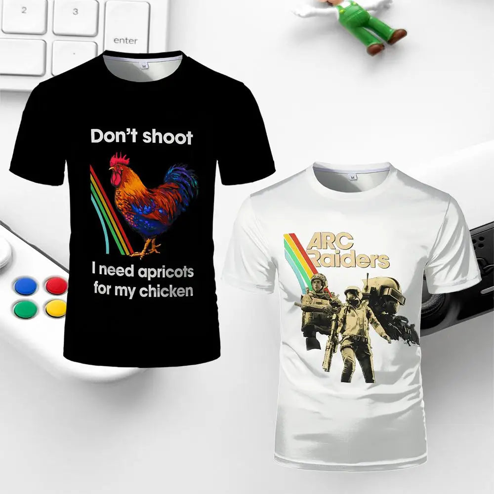 تي شيرت Don't Shoot ARC Raiders الجرافيكي للجنسين، ملابس الشارع العصرية، قمصان فضفاضة بياقة مستديرة، قميص رجالي كاجوال جديد، هدية للاعبين