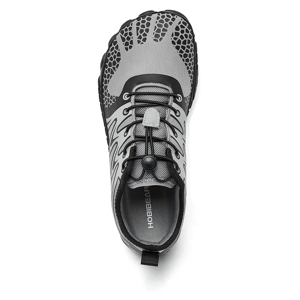 Wide Toe Barefoot Shoes for Unisex Artificial Leather Outdoor Walking Sneakers Zero Drop Minimalist Elastic Band Shoes