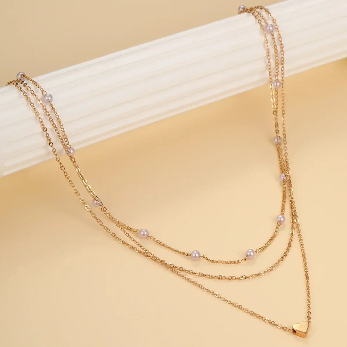 LATS Multilayer Pearl Cross Love Heart Pendant Necklaces for Women Gold Color Fashion Collarbone Neck Chain 2024 Trend Jewelry