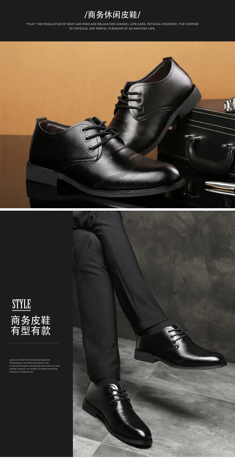 Mens Formal Business Oxford Shoes Classic Leather Dress Shoes for Wedding and Office