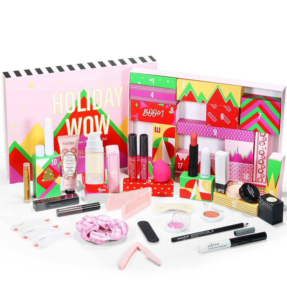 POPFEEL Surprise Gift Box Makeup Set for Girls – 20-Piece Face, Eye, and Lip Cosmetics and Beauty Tools Combination Set.