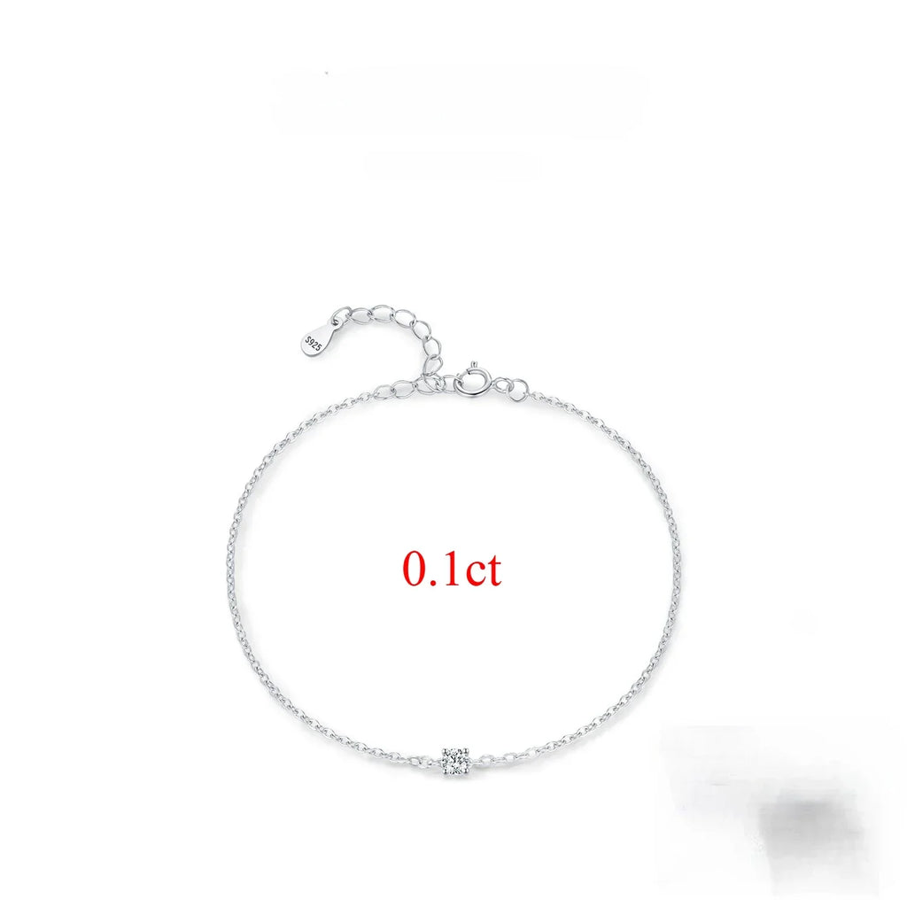 Trendy 0.1-0.5CT Moissanite Bracelets for Women Elegant Lab Diamond Adjustable Chain 925 Sterling Silver Wedding Jewelry