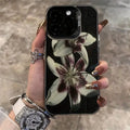Painting Lily Flower Phone Case For iPhone 17 Air 16 15 14 13 12 11 Pro Max 7 8 Plus Black Hard Cover
