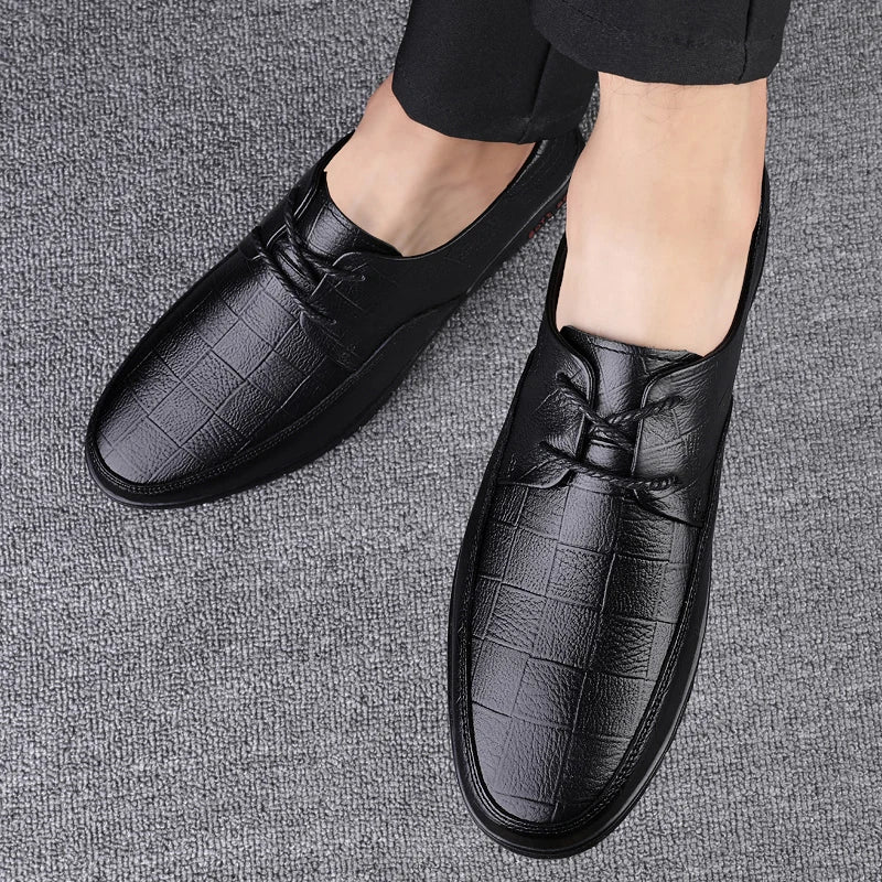 Male All-match Outdoor Flats Genuine Leather Men Casual Office Shoes Handmade Men Lace-Up Footwear 2024 New Mens Oxfords Shoes