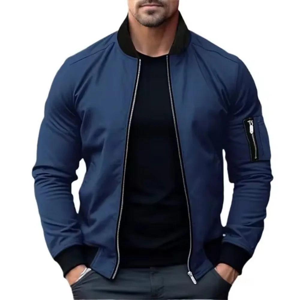 New Jackets for Men Solid Color Bomber Jacket Coat Business Male Coats Windbreaker Mens Zipper Korean Basic Streetwear Tops