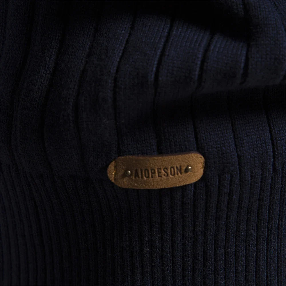 2024 Autumn Quarter Zipper Mock Neck Pullover Sweaters for Men Quality Warm Winter Cotton Knitted Men's Sweaters