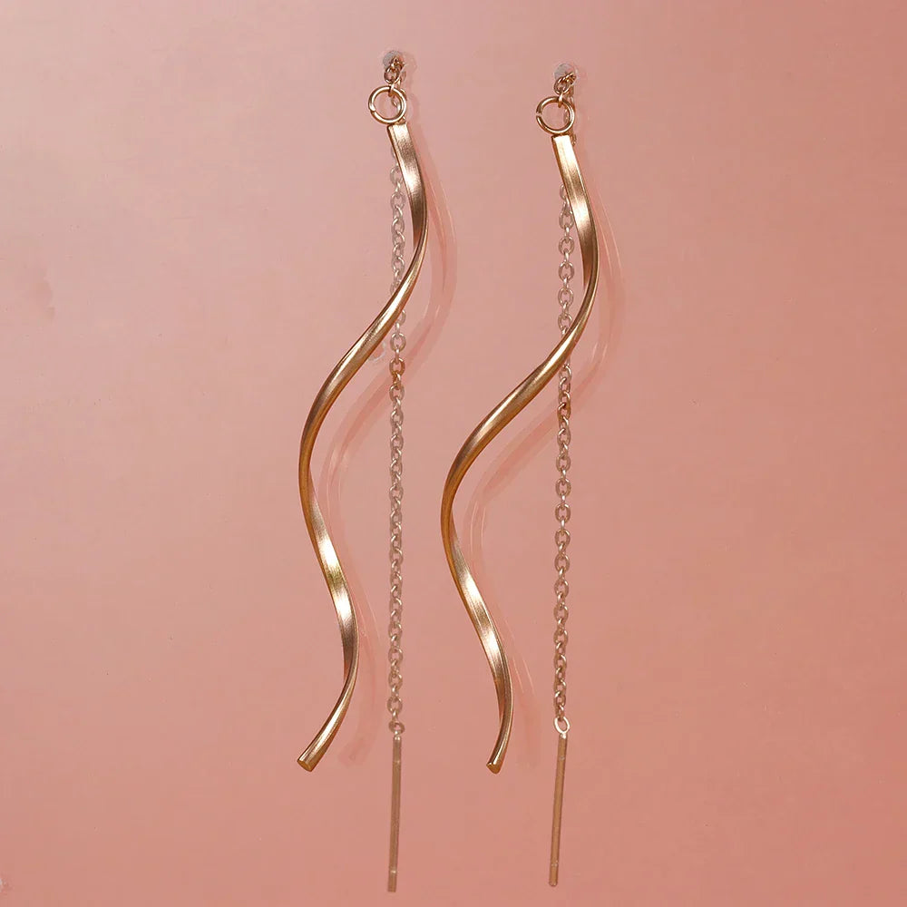 Accessories for Women Long Tassel Threader Earrings for Women Wave Shaped Simple Long Chain Earring Wedding Party Jewelry Gift