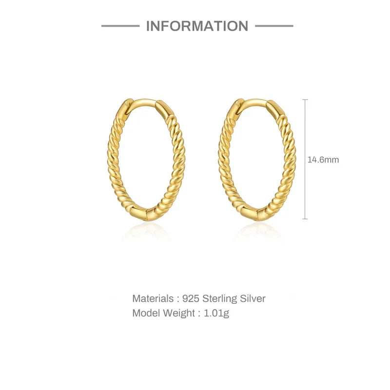 1pair 925 Sterling Silver Hoop Earring 6/7/8/13mm Circle Round Huggies for Women Men Ear Ring Bone Buckle Fashion Jewelry