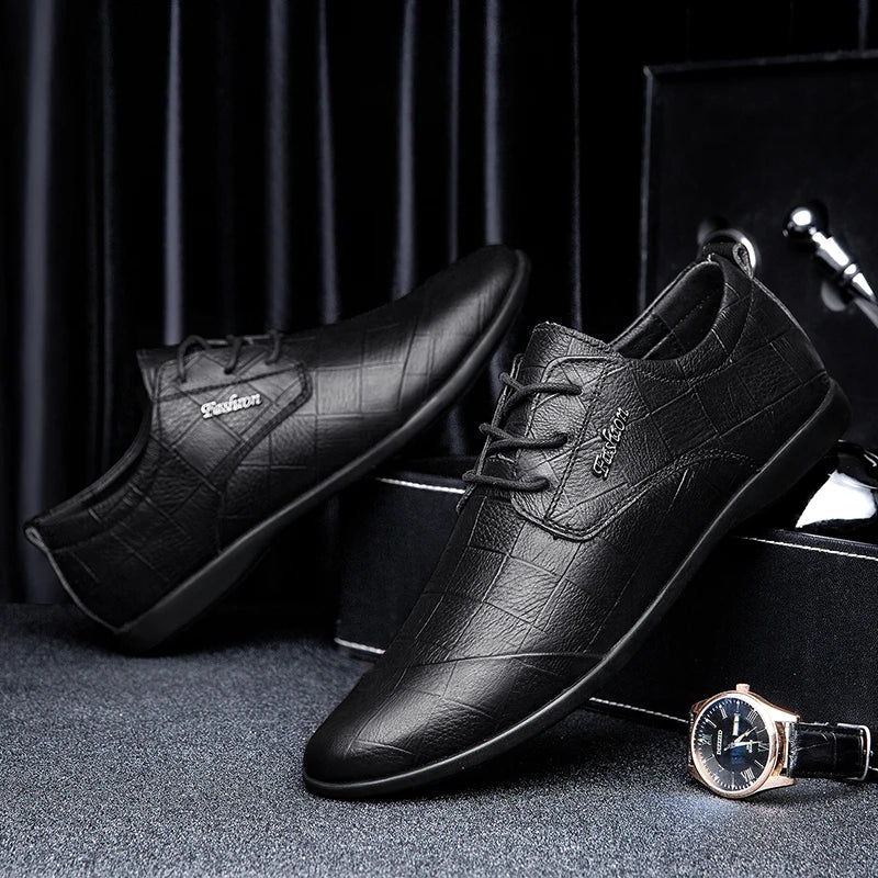 Luxury Business Oxford Genuine Leather Shoes Men Breathable Formal Dress Shoes Male Office Wedding Flats Footwear Evening Dress
