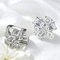 Emerald Cut All Moissanite Stud Earrings for Women Luxury Wedding Bridal Jewelry Halo Earring 100% S925 Sterling Silver