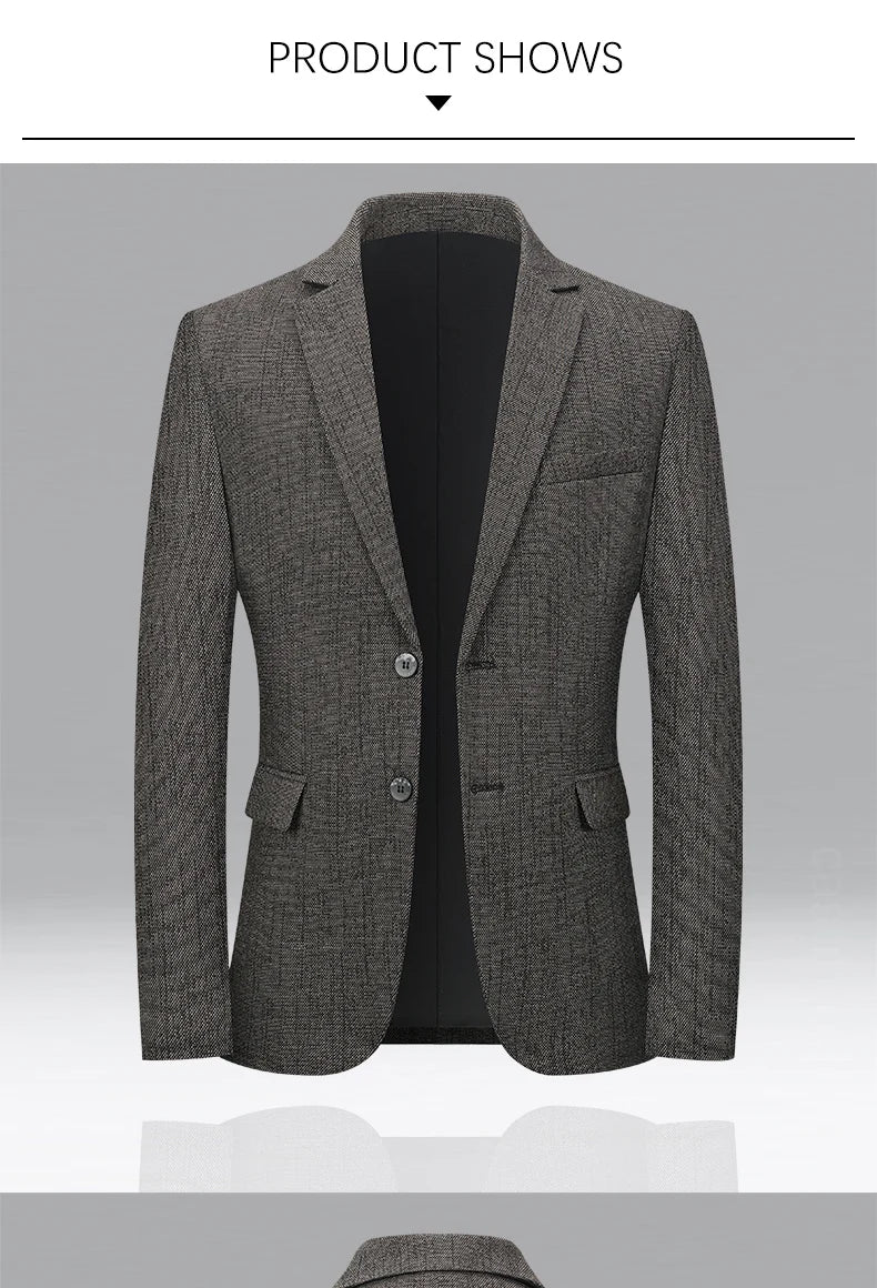 BROWON Brand Spring Autumn Forml Blazers for Men Slim Fit Two Button Fly Mens Suits Luxury Designer Wedding Coat Over Size
