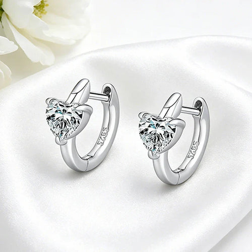 1CTTW Heart Cut Moissanite Hoop Earrings for Women Shine Wedding Party Jewelry Lab Diamond Earring Pure 925 Silver Gifts