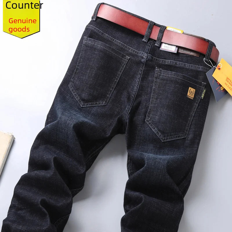 Men's Spring Season Su Lee Loose-fit Straight-leg Versatile Casual Trendy Denim Trousers Business Casual Long Pants