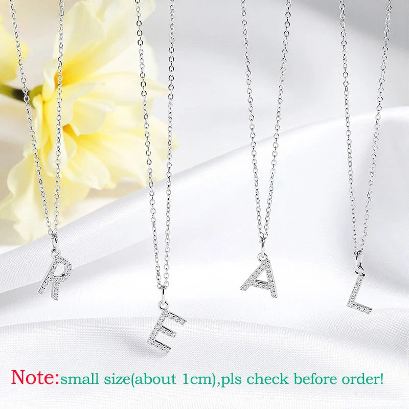 26 Letter Pendant All Moissanite Necklace for Women Small Size Jewelry Name Chain 100% Real S925 Sterling Silver Jewelry